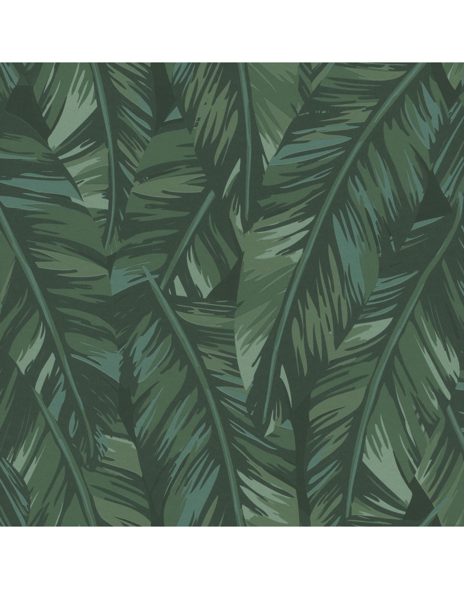 Tapeta s maľovanou palmou 139016 - čierna a zelená